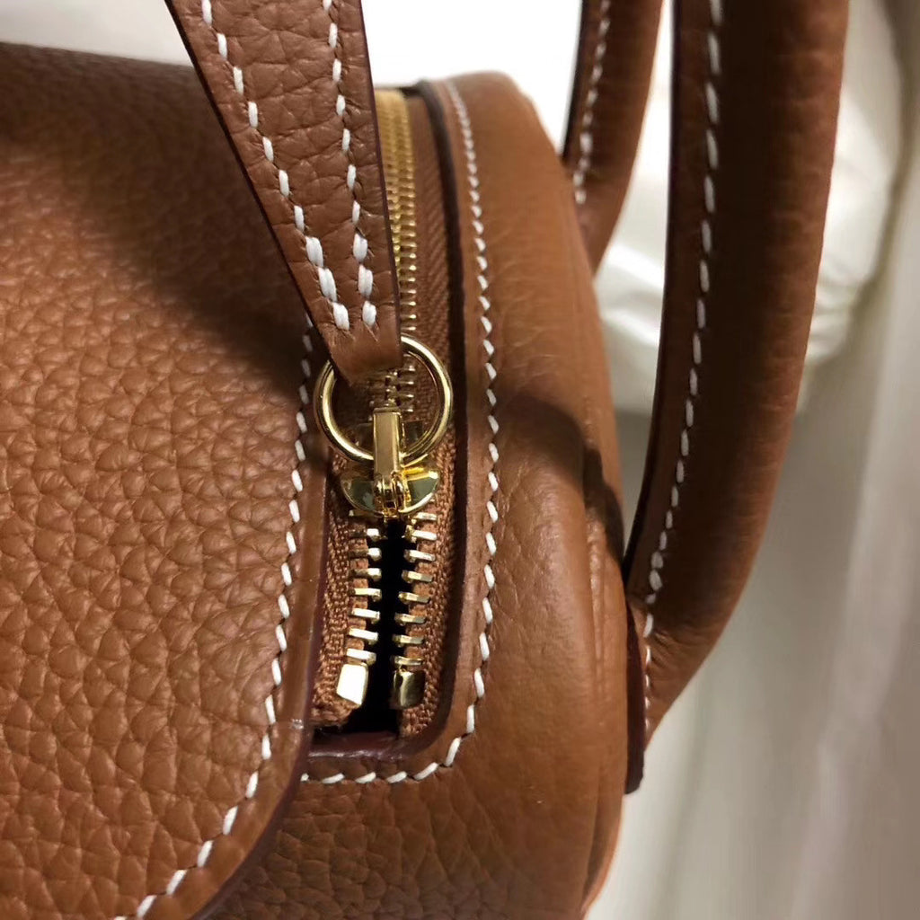 Hermès Mini Lindy 20cm Bag  Gold Taurillon Clemence Leather Gold Hardware