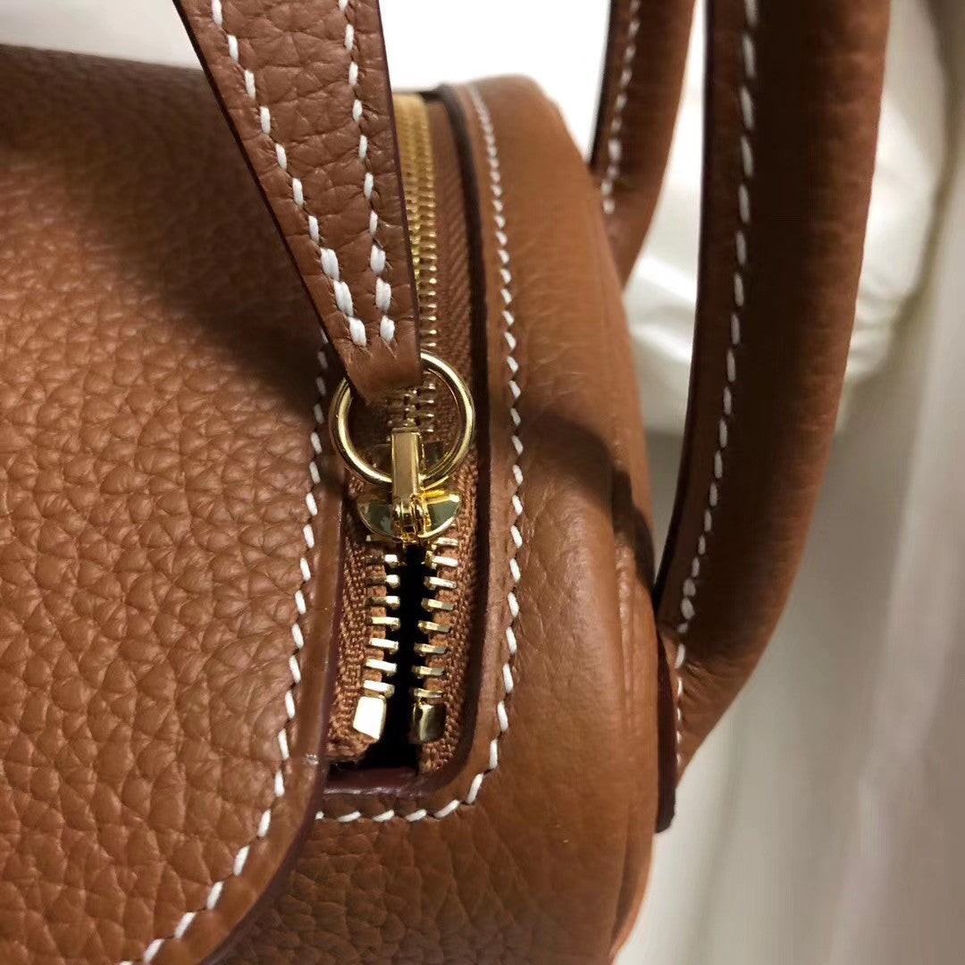 Hermès Mini Lindy 20cm Bag  Gold Taurillon Clemence Leather Gold Hardware