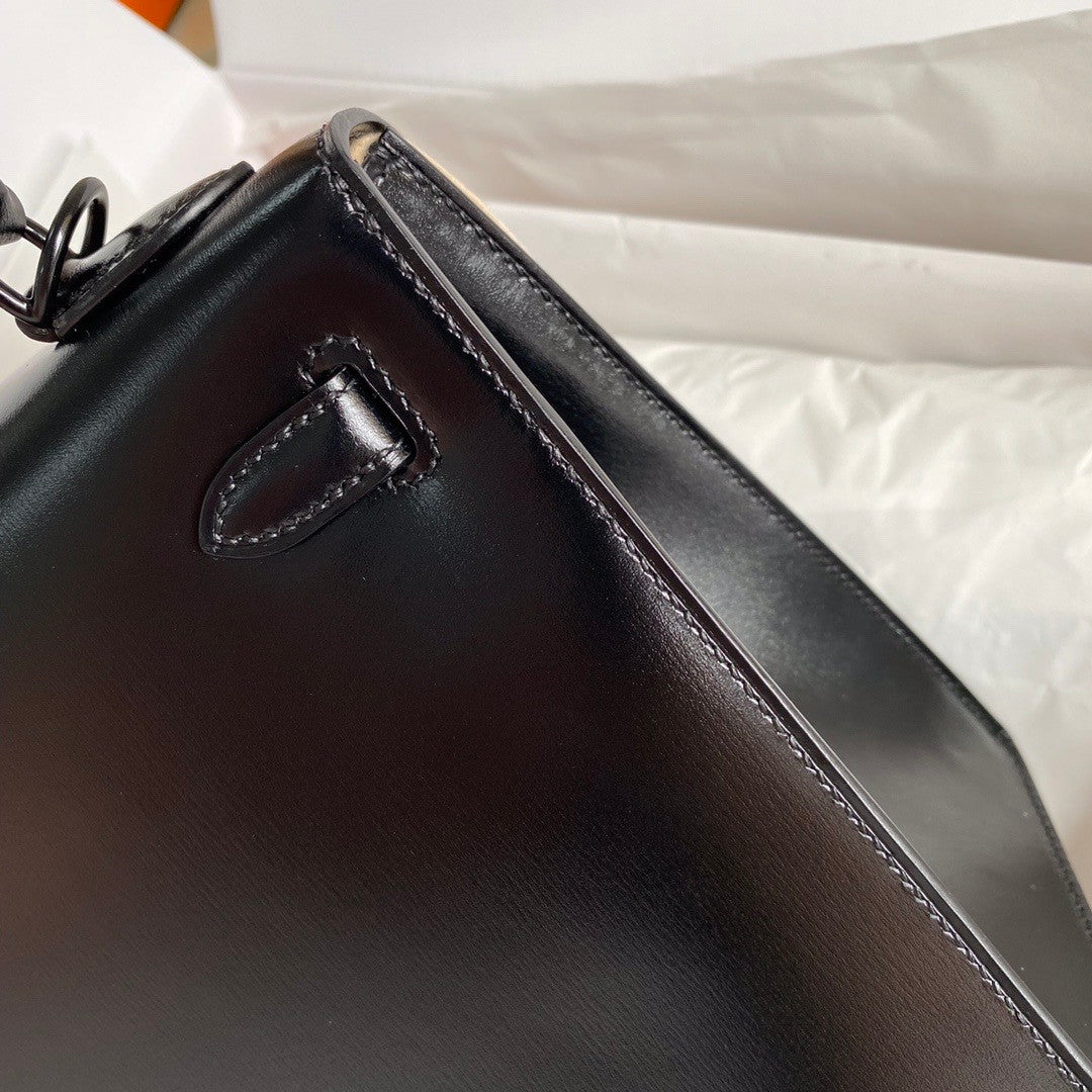 Hermès So Black Kelly 25 Box Leather Palladium Hardware