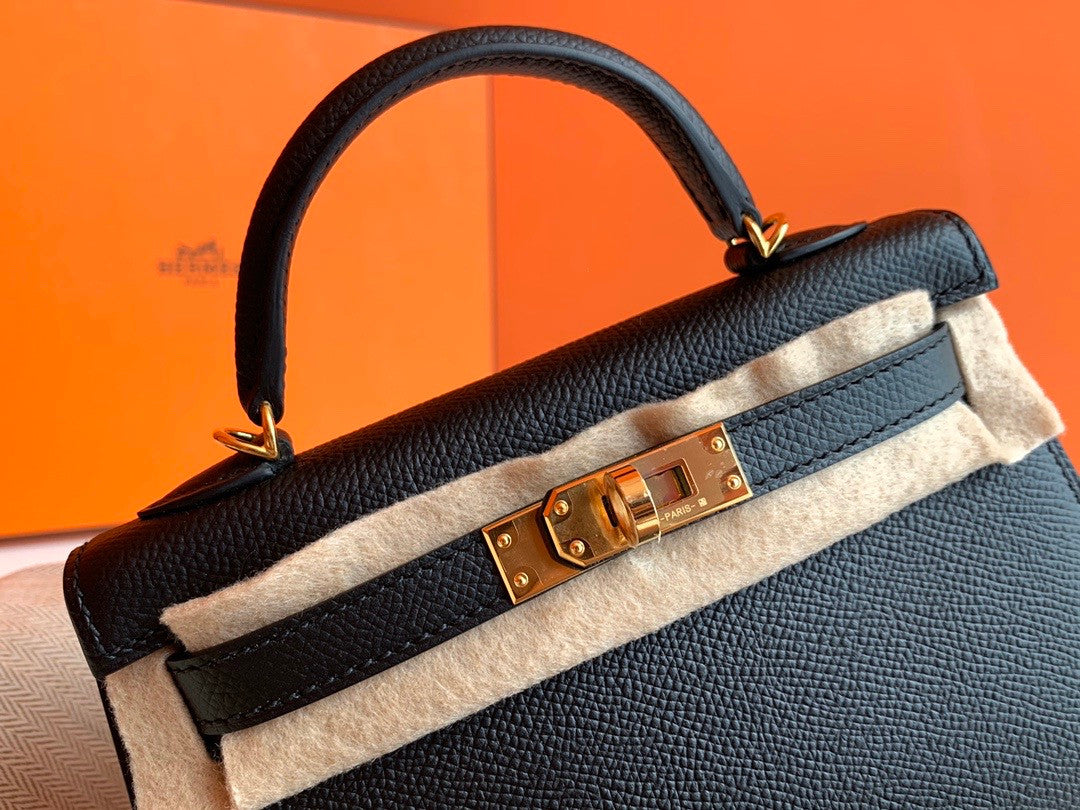 Hermes Black Mini Kelly II 20 Epsom Gold Hardware