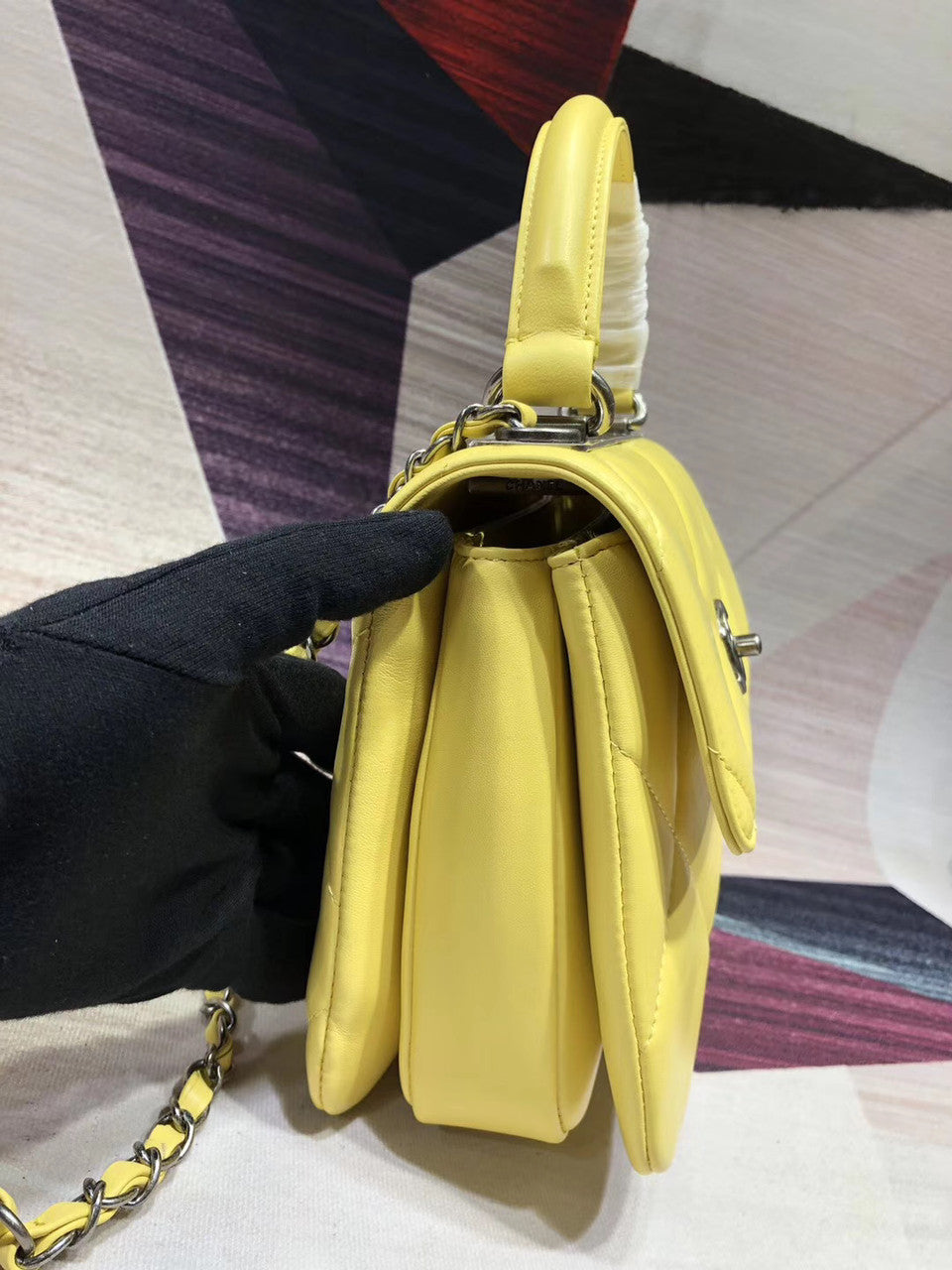 Chanel Small Flap Bag With Top Handle A92236 Yellow