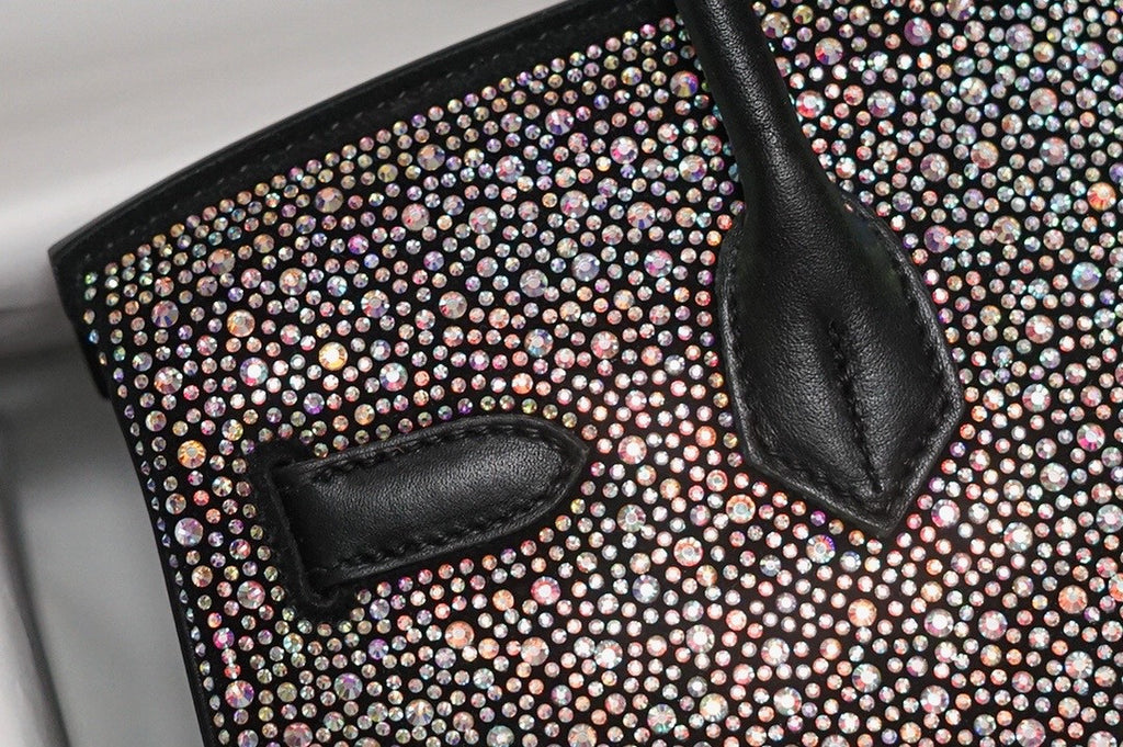 Hermes Black Birkin 30 Swift Leather with Swarovski crystal(Carried by Paris Hilton)