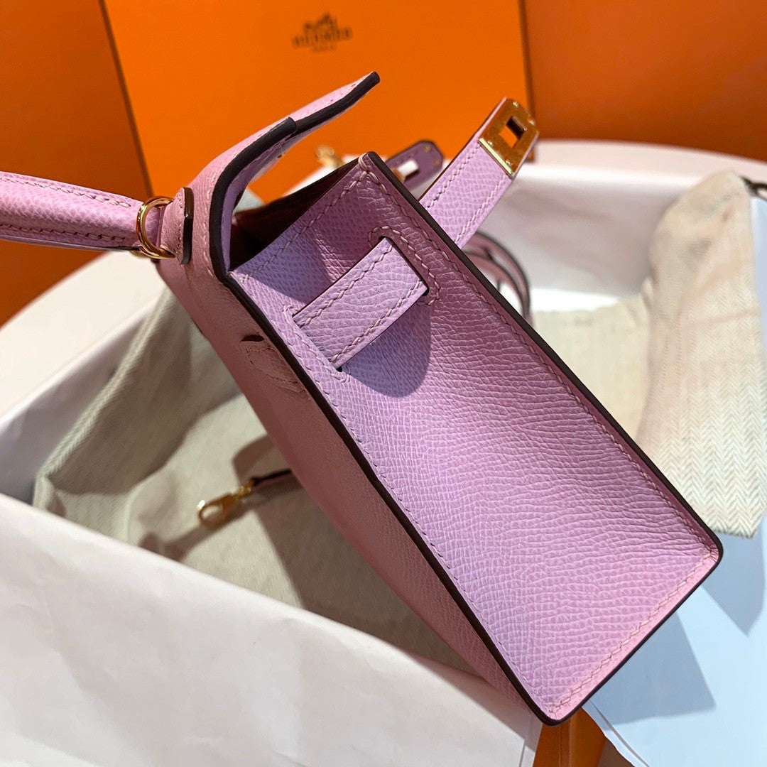 Hermes X9 Mauve Sylvestre  Mini Kelly II 20 Epsom calf Gold Hardware