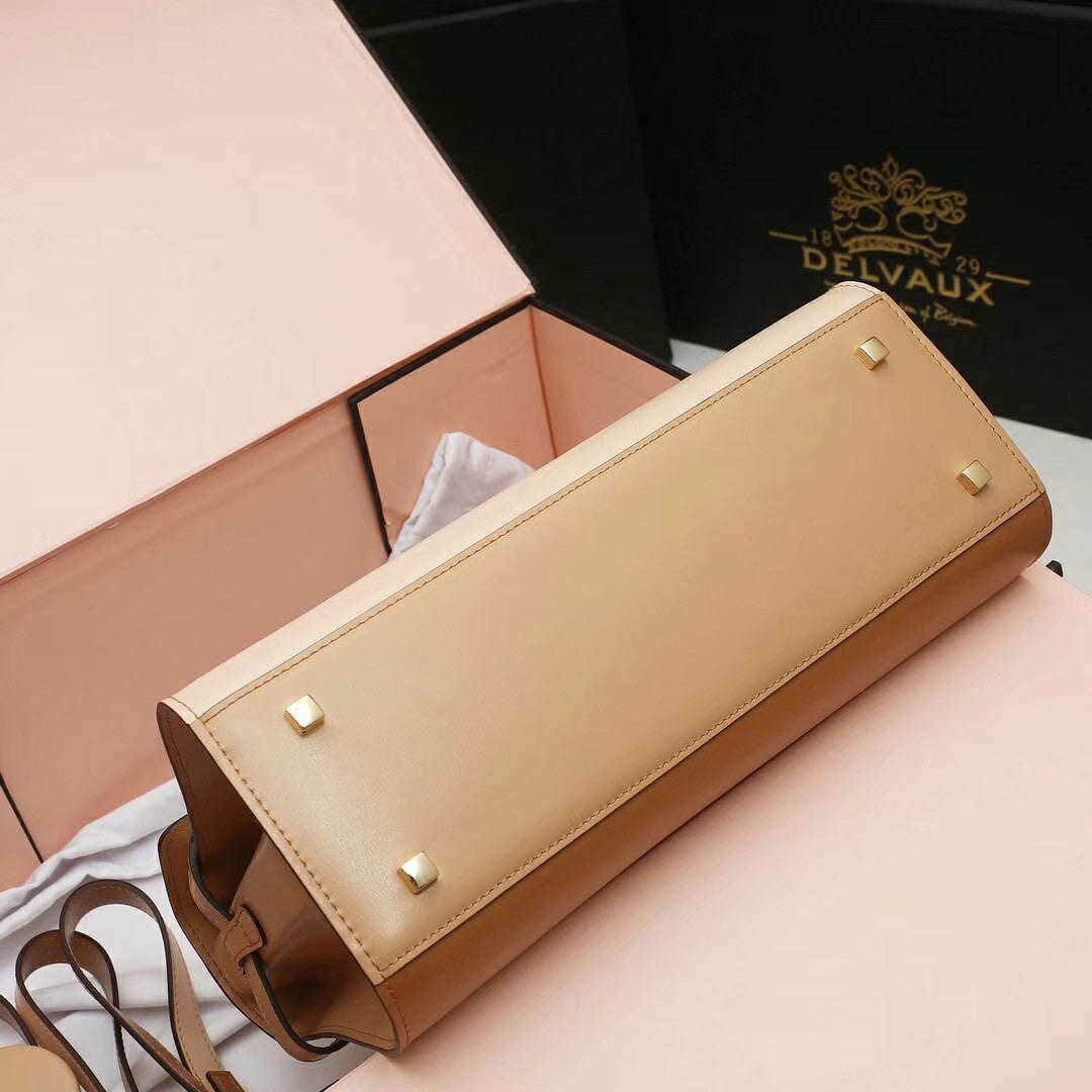 DELVAUX Tempête MM Box Leather Satchel Bi-coloured