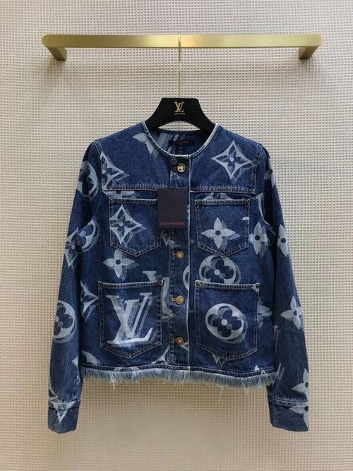 Louis Vuitton 1A8LIN  BLURRY GIANT MONOGRAM COLLARLESS DENIM JACKET
