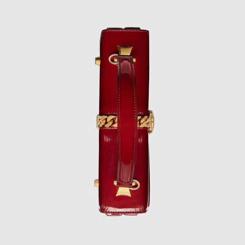 Gucci Sylvie 1969 patent leather mini top handle bag Red