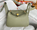 Hermes Mini Lindy 20cm Bag Q1 SAUGE Togo Leather Gold Hardware