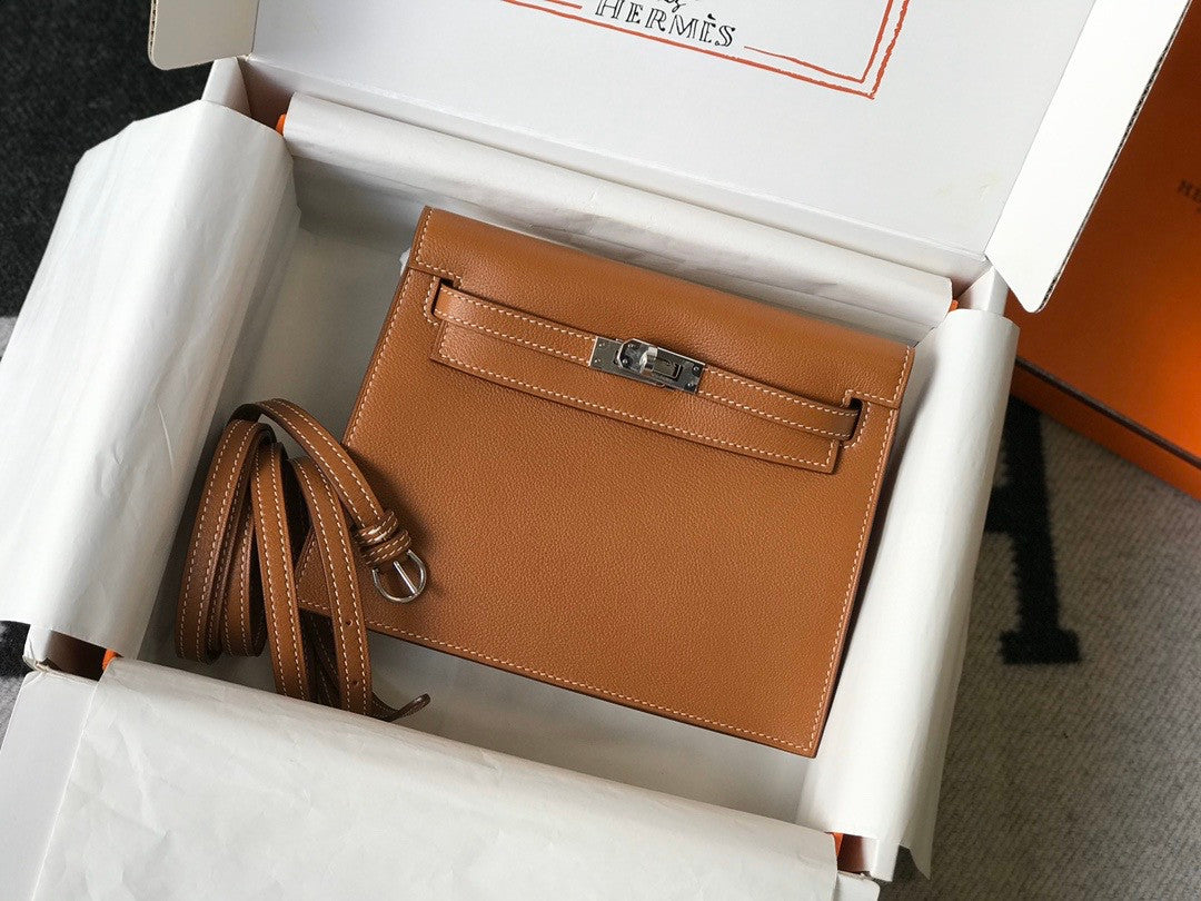 Hermes Gold Kelly Danse Bag Evercolour Leather Palladium Hardware