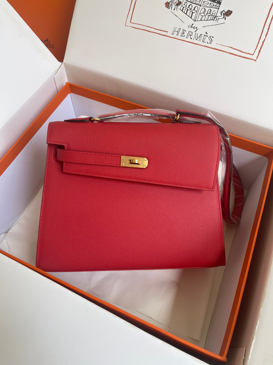 Hermes Kelly Sellier 20 en Desordre Red