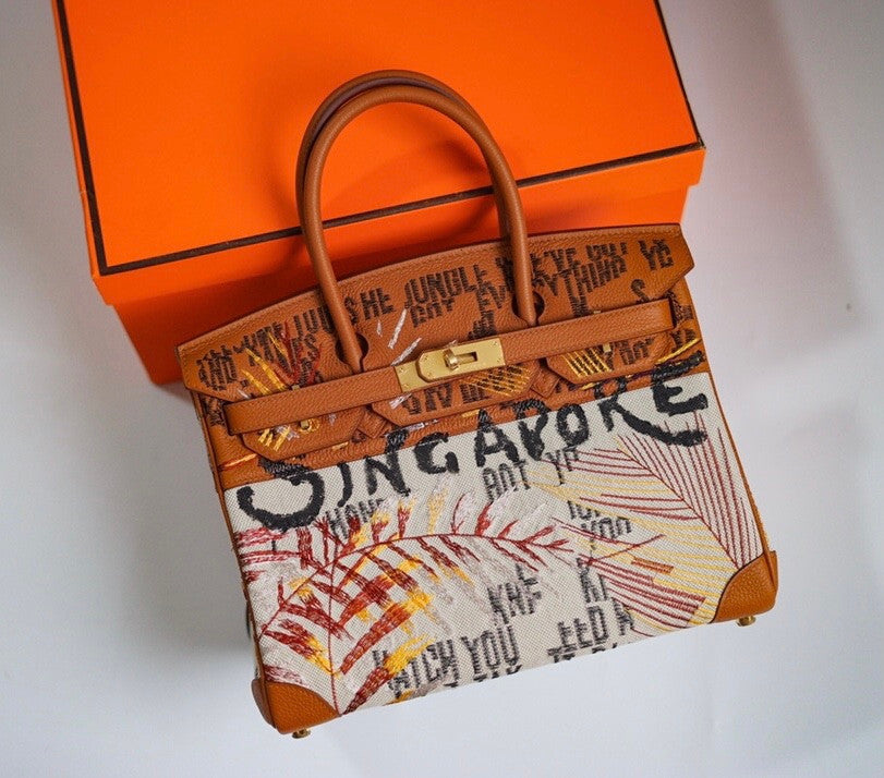 [Online Exclusive] Hermes Singapore Limited Edition Embroidered Birkin 30 Bag Gold
