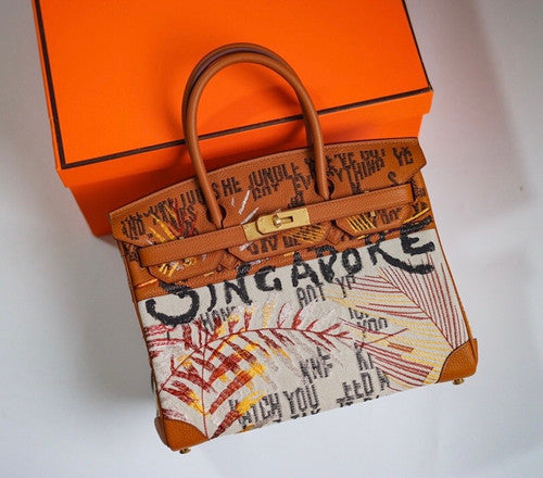 [Online Exclusive] Hermes Singapore Limited Edition Embroidered Birkin 30 Bag Gold