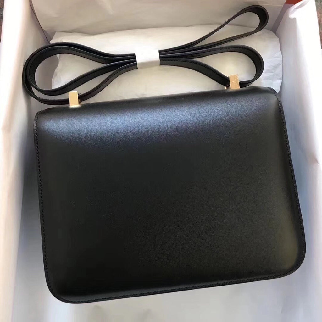 Hermès Black Box Leather Constance 23cm