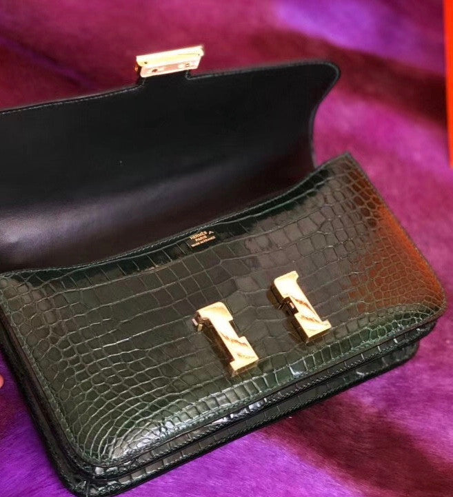 Hermes 6L Vert Bengale Emerald Constance 26 Shiny Porosus Crocodile