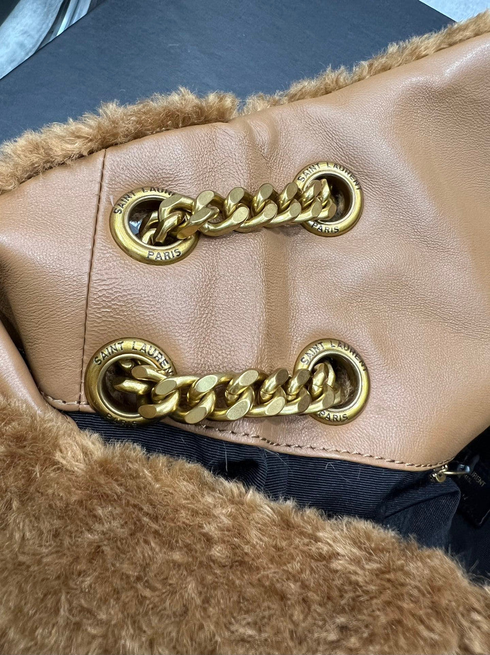 Saint Laurent PUFFER MEDIUM BAG IN MERINO SHEARLING AND LAMBSKI