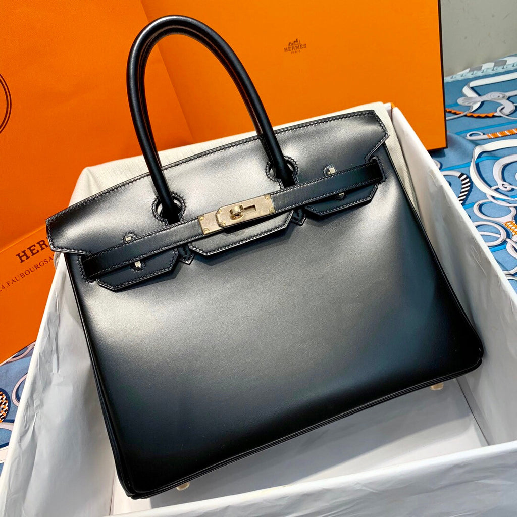 Hermes Black Sellier Birkin 30 Box Calf GHW