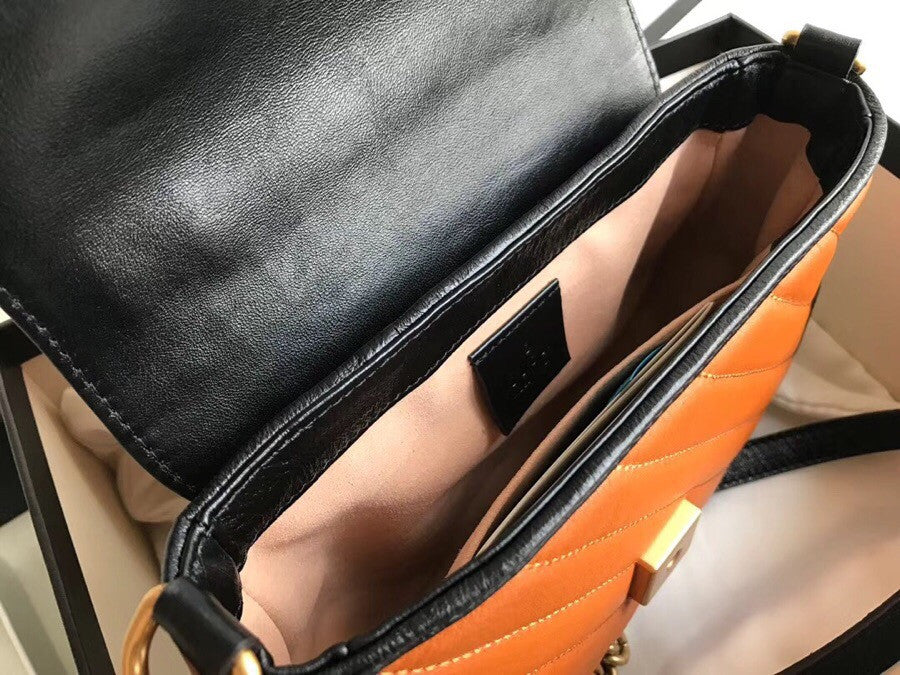 Gucci GG Marmont small top handle bag Cognac Leather