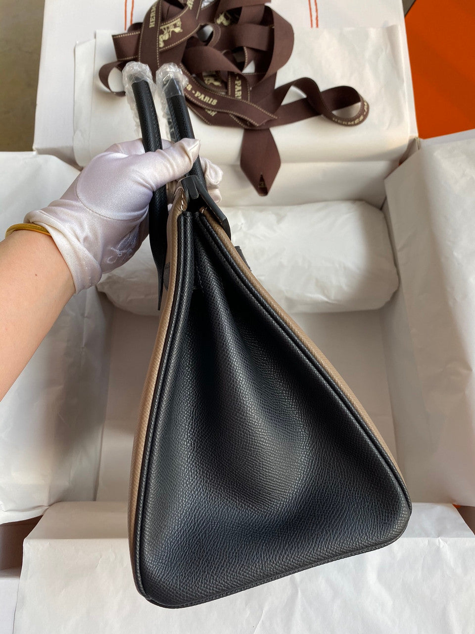 Hermès Etope/Black Birkin 30 cm Epsom Leather Palladium Hardware