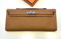 HERMES KELLY CUT CLUTCH BAG GOLD EPSOM PALLADIUM HARDWARE