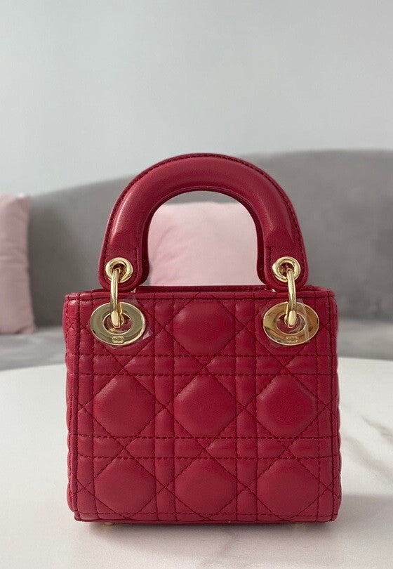 Christian Dior Red MICRO LADY DIOR BAG