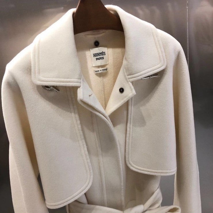 Hermes Double-sided Esprit Peignoir cashmere coat Blanc Cassé