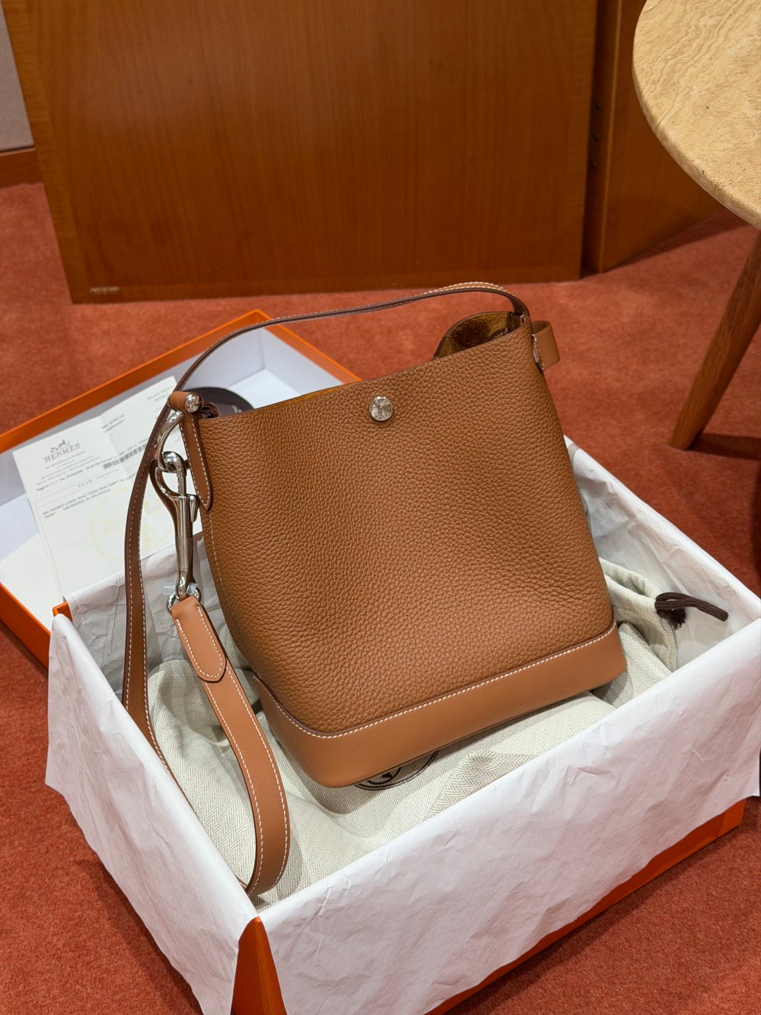 Hermès Double Longe Bucket Bag Gold