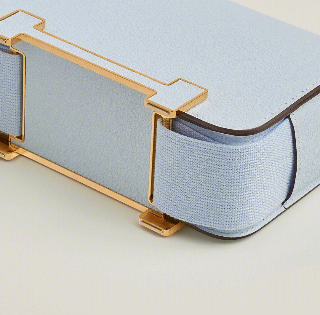 Hermès Geta Bleu Brumé  Chevre Gold Hardware