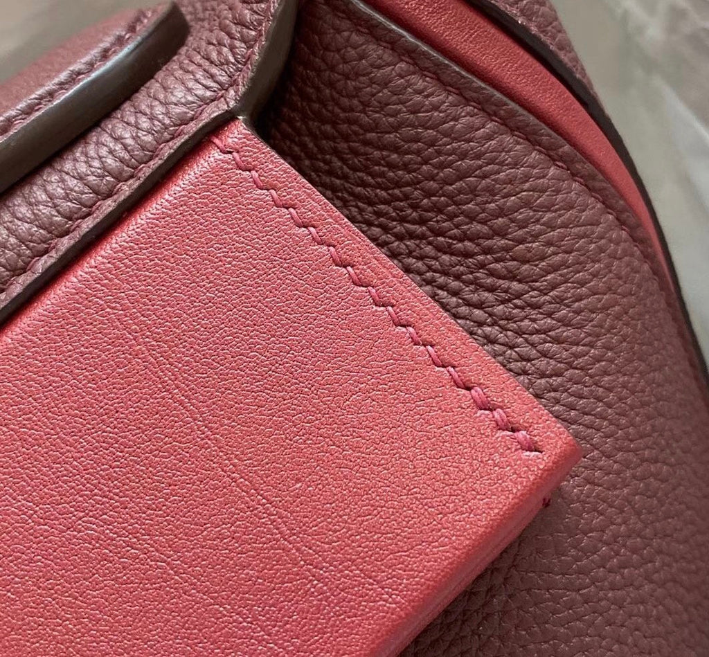 Hermes Kelly 24/24 Bordeaux/Red Swift & Togo Leather with Gold Hardware