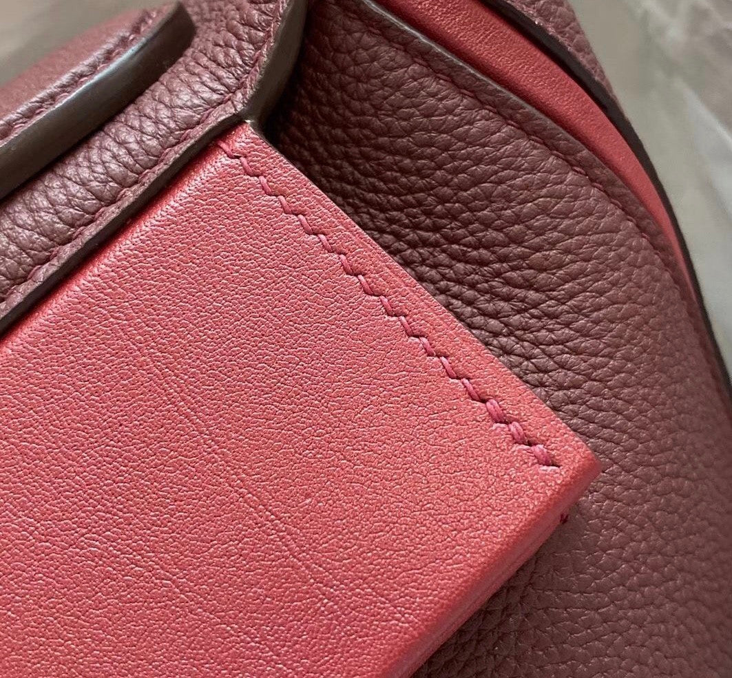 Hermes Kelly 24/24 Bordeaux/Red Swift & Togo Leather with Gold Hardware