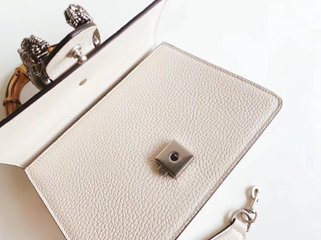 GUCCI Mini Dionysus Leather Top Handle Satchel Ivory