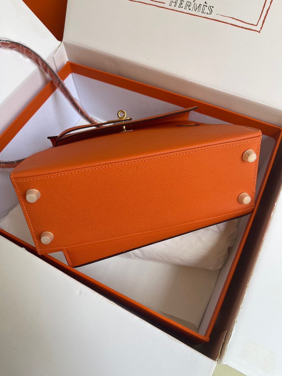 Hermes Kelly Sellier 20 en Desordre Orange