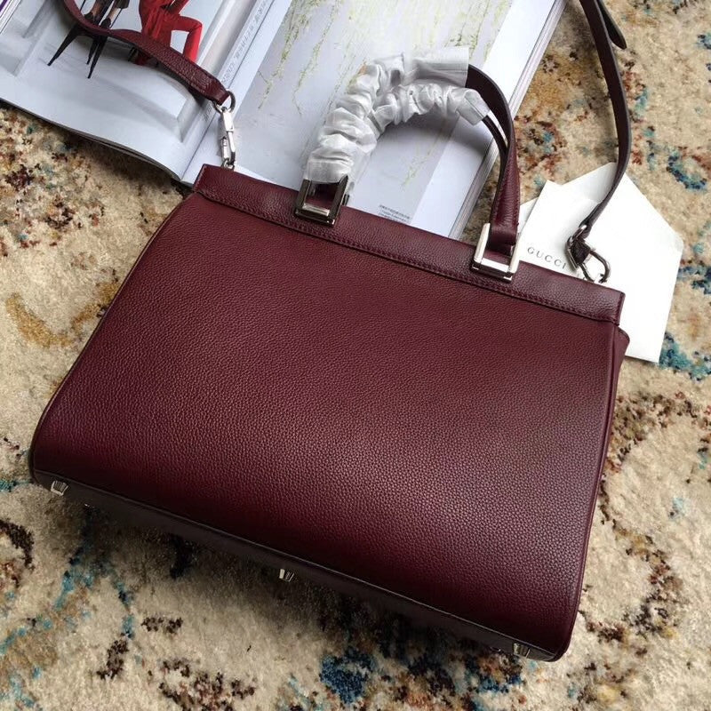 Gucci Zumi grainy leather medium top handle bag Burgundy