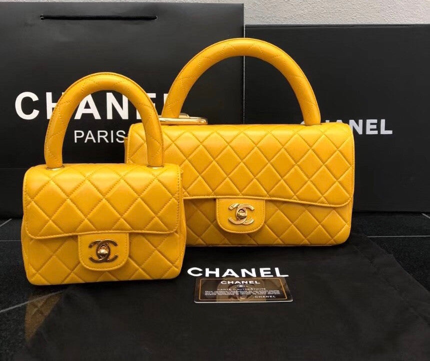 Chanel vintage duo flap bag Yellow