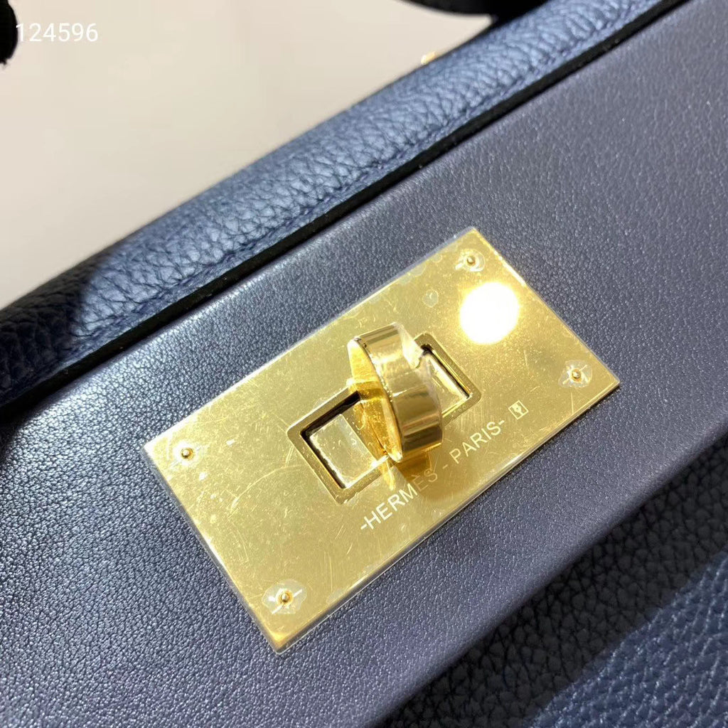 Hermes Kelly 24/24 2Z Blue Nuit Swift & Togo Leather with Gold Hardware