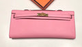 HERMES KELLY CUT CLUTCH BAG SAKURA PINK EPSOM GOLD HARDWARE
