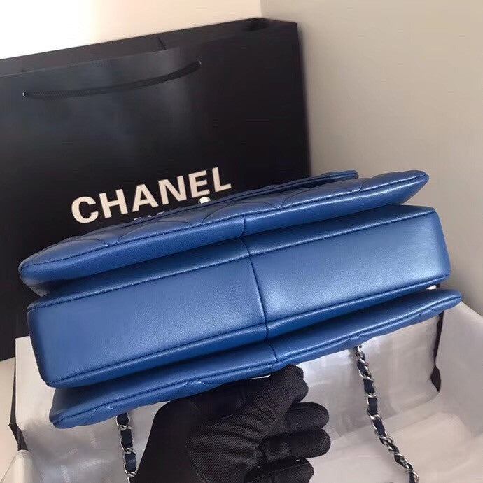 Chanel  Small Trendy CC Top Handle Bag Quilted Lambskin Navy Blue