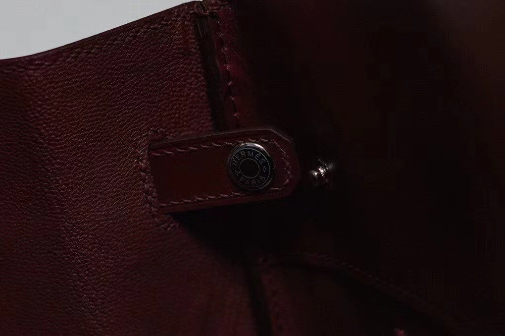Hermes Shadow Birkin 30 Bordeaux Toile/ Box Leather  Palladium Hardware