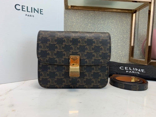 Celine MEDIUM TRIOMPHE BAG IN TRIOMPHE CANVAS AND CALFSKIN