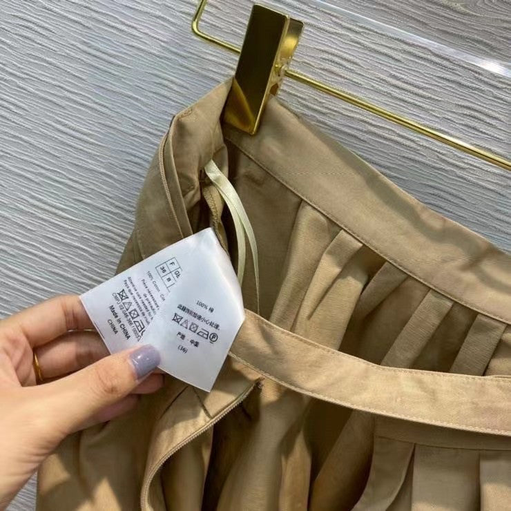 Christian Dior BELTED MID-LENGTH SKIRT Beige Technical Cotton Gabardine