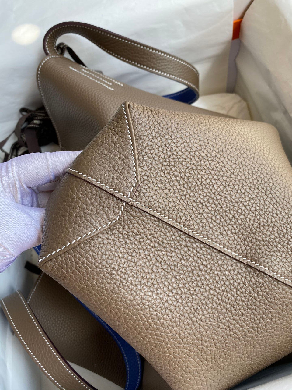 Hermes Double Sens Tote 30 Etoupe & Blue Electric