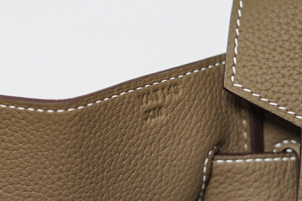 Hermes Etoupe Clemence Leather Gold Hardware Birkin 50 Bag