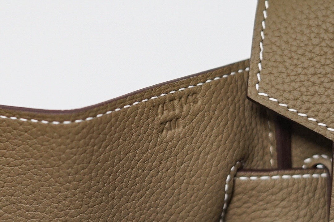 Hermes Etoupe Clemence Leather Gold Hardware Birkin 50 Bag