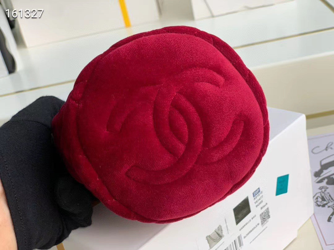 Chanel Velvet Drawstring Bag Burgundy