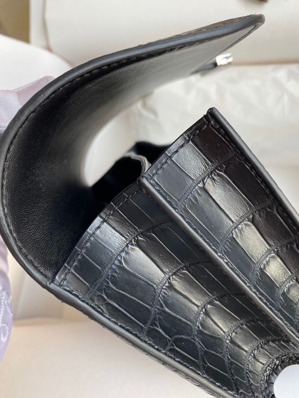 Hermès Constance Elan handbag in Black Alligator