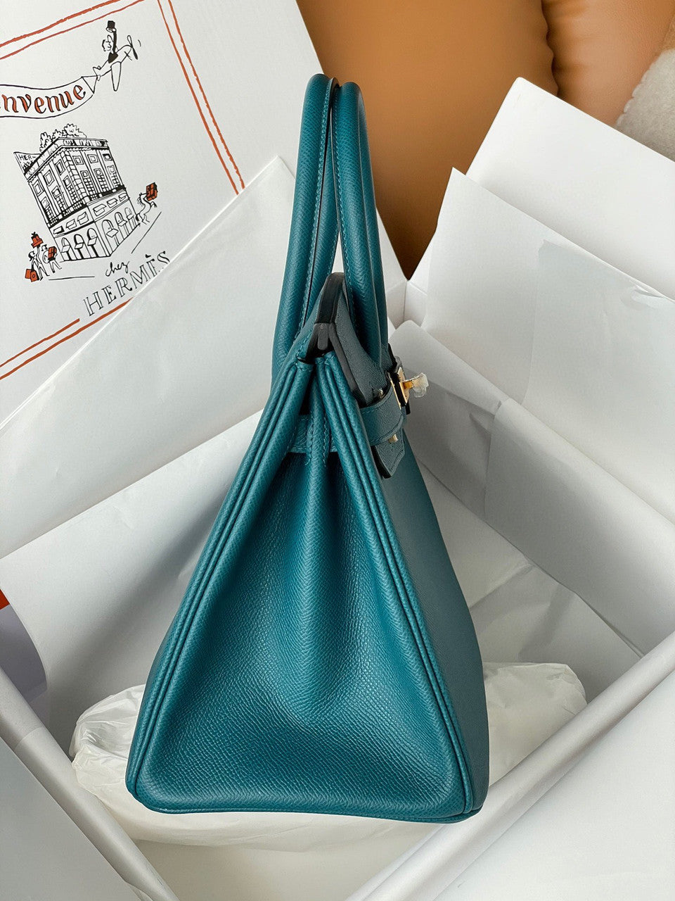 Hermès W0 Vert Bosphore Birkin 30 cm Epsom Leather Gold Hardware