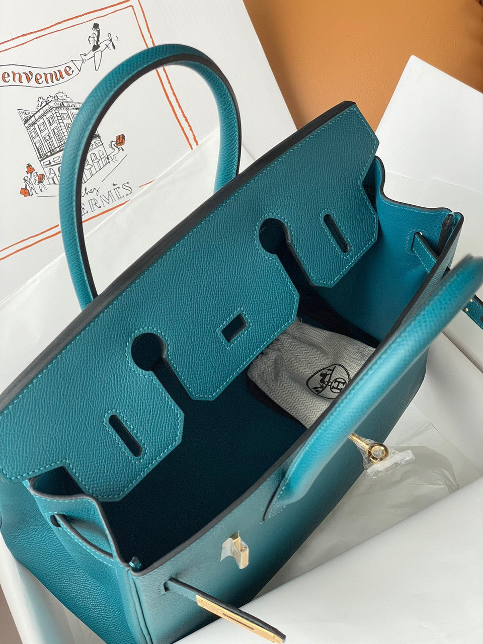 Hermès W0 Vert Bosphore Birkin 30 cm Epsom Leather Gold Hardware