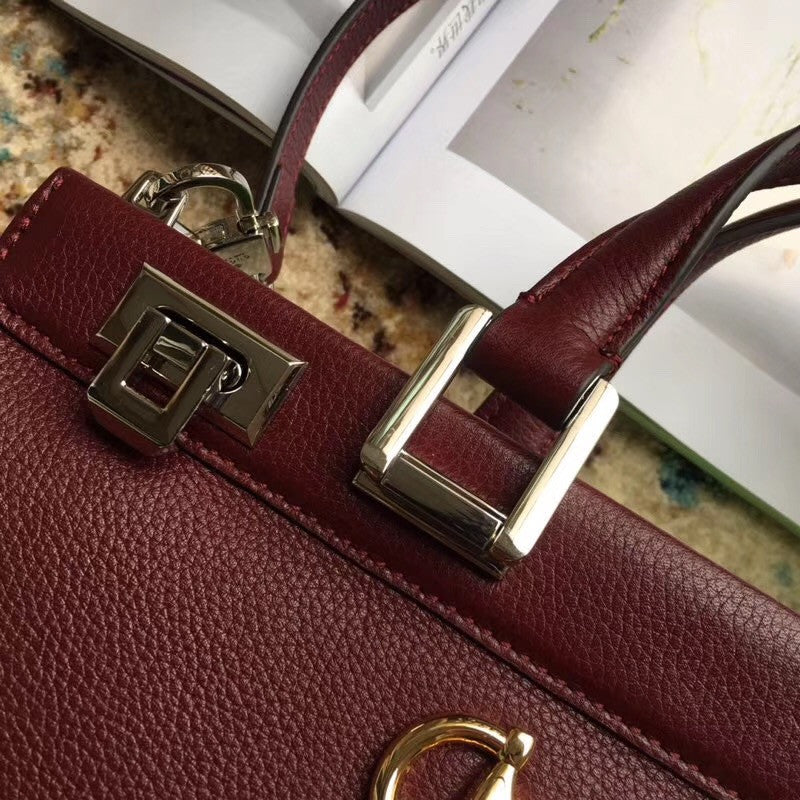 Gucci Zumi grainy leather medium top handle bag Burgundy