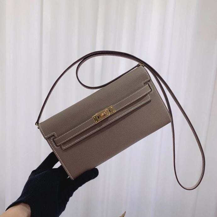 Hermes Kelly Wallet to Go Etoupe EPSOM GHW