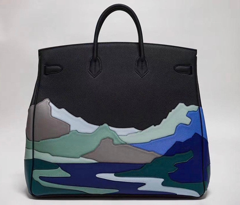 Hermes LIMITED EDITION  ''ENDLESS ROAD - NIGHT'' HAC BIRKIN 50  TOGO, SWIFT & CLÉMENCE LEATHER WITH PALLADIUM HARDWARE