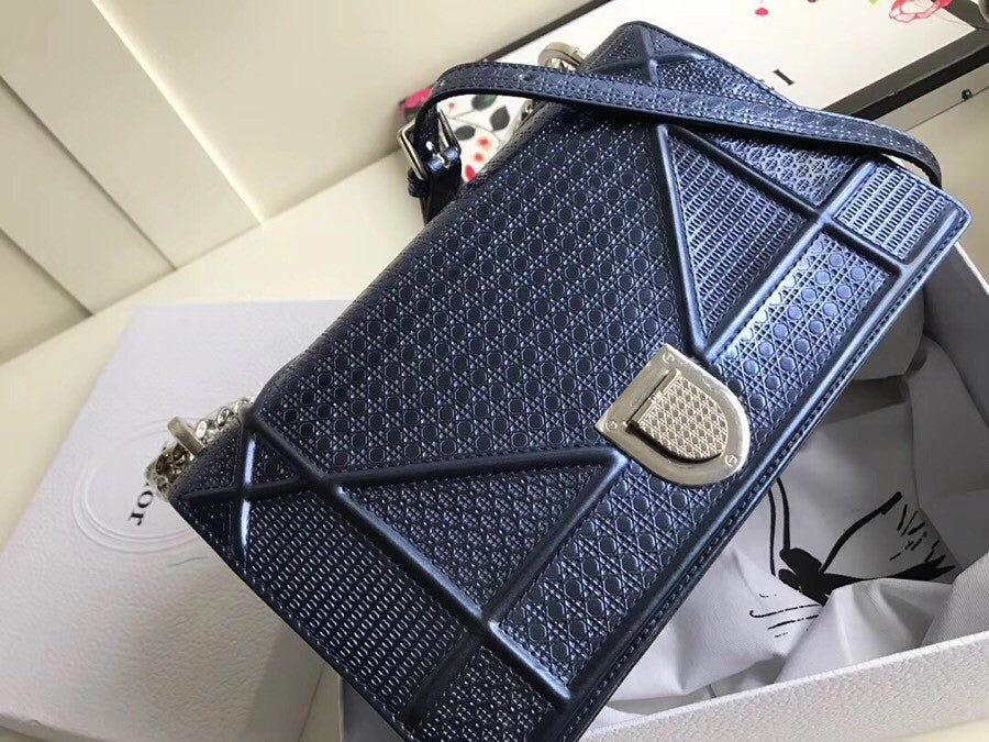 Christian Dior DIORAMA CALFSKIN BAG Dark Blue