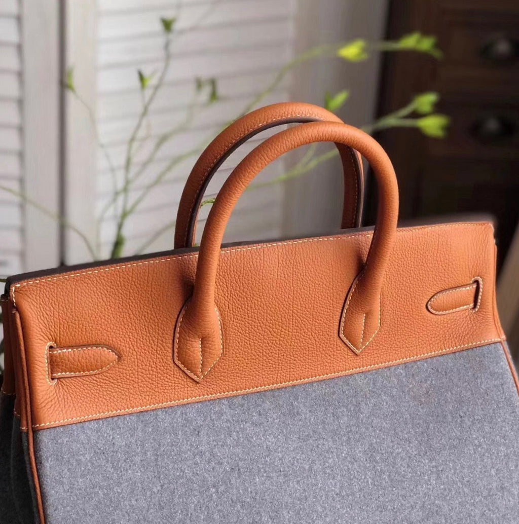 Hermes Birkin 40 Bag HAC Gris Moyen Grey Todoo Feutre Gold Togo Palladium